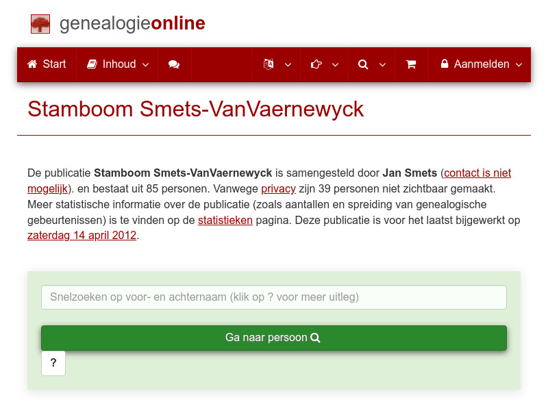 Screenshot van website