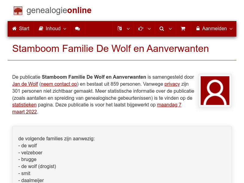 Screenshot van website
