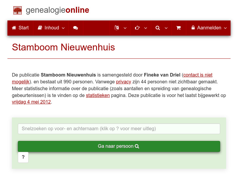 Screenshot van website