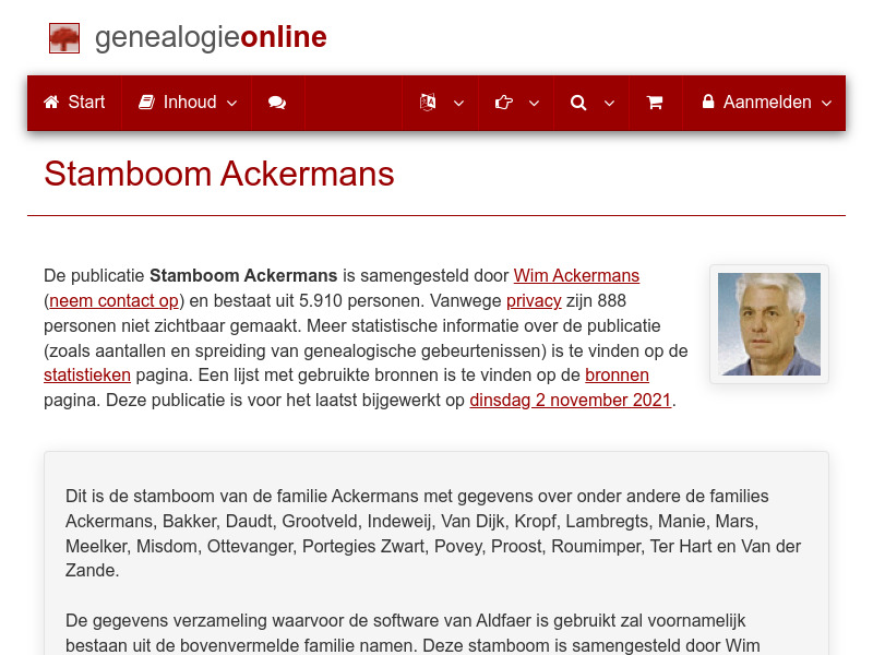 Screenshot van website