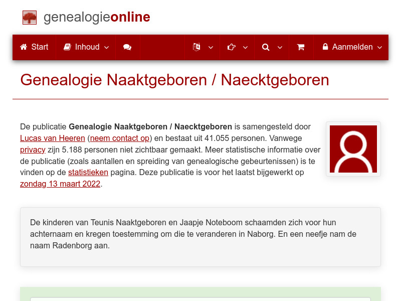 Screenshot van website