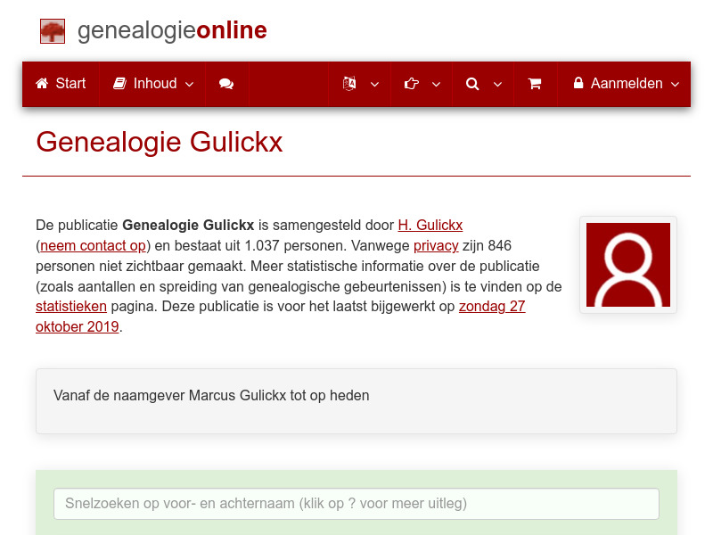 Screenshot van website
