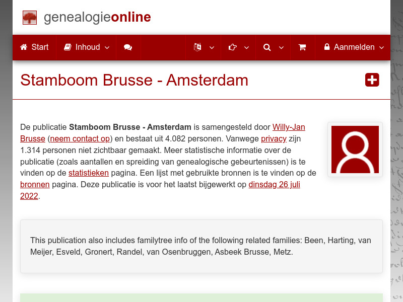 Screenshot van website