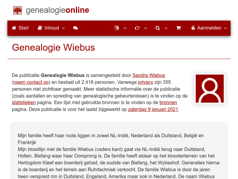 Screenshot van website