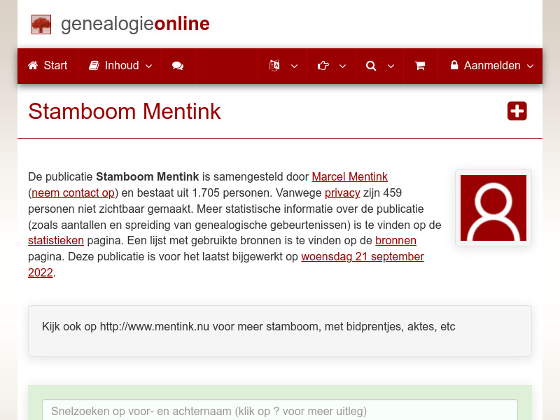 Screenshot van website