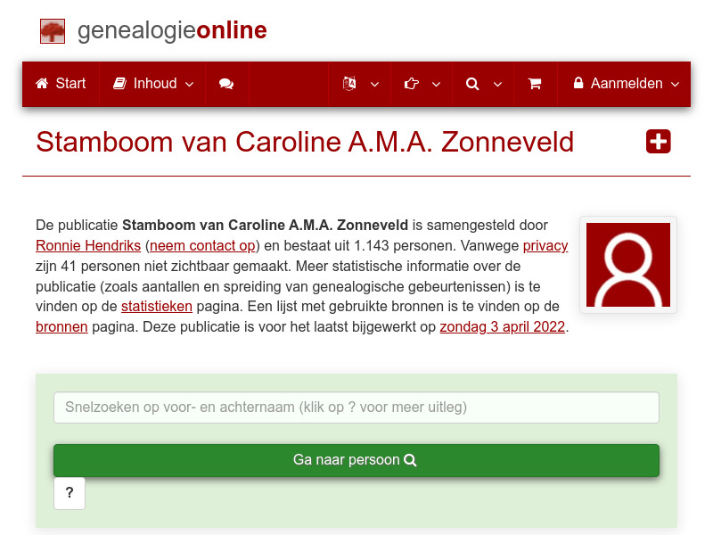 Screenshot van website