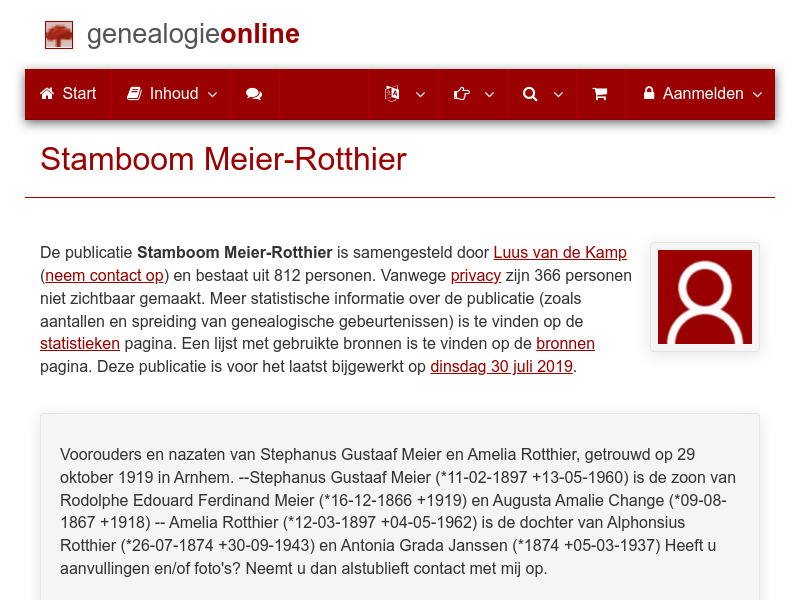 Screenshot van website