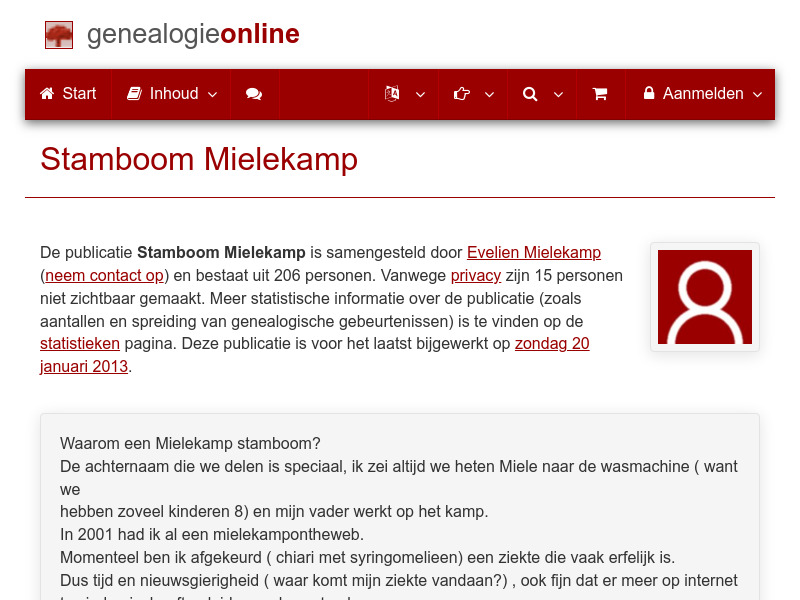 Screenshot van website