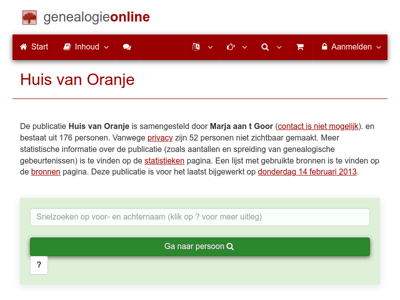Screenshot van website