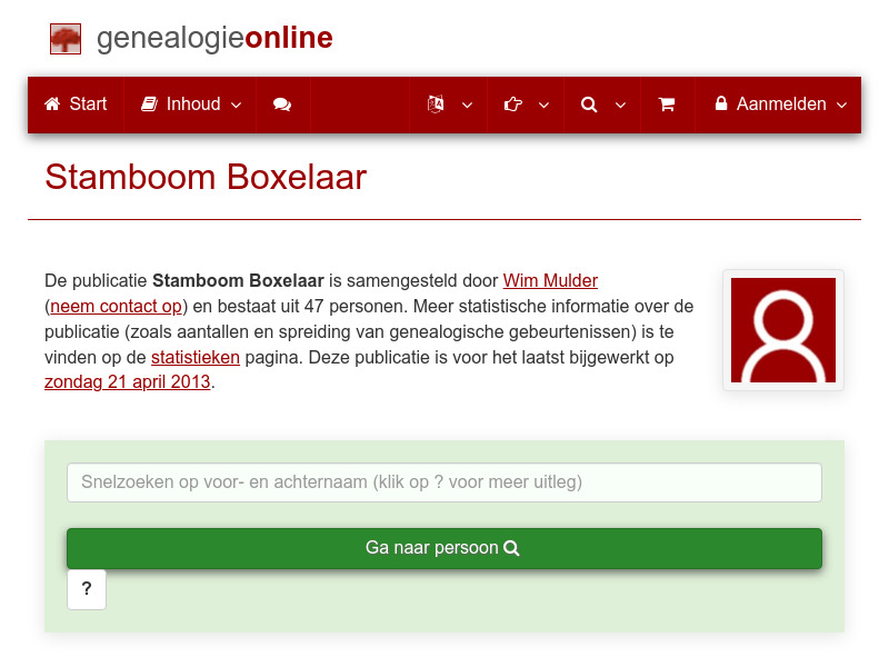 Screenshot van website