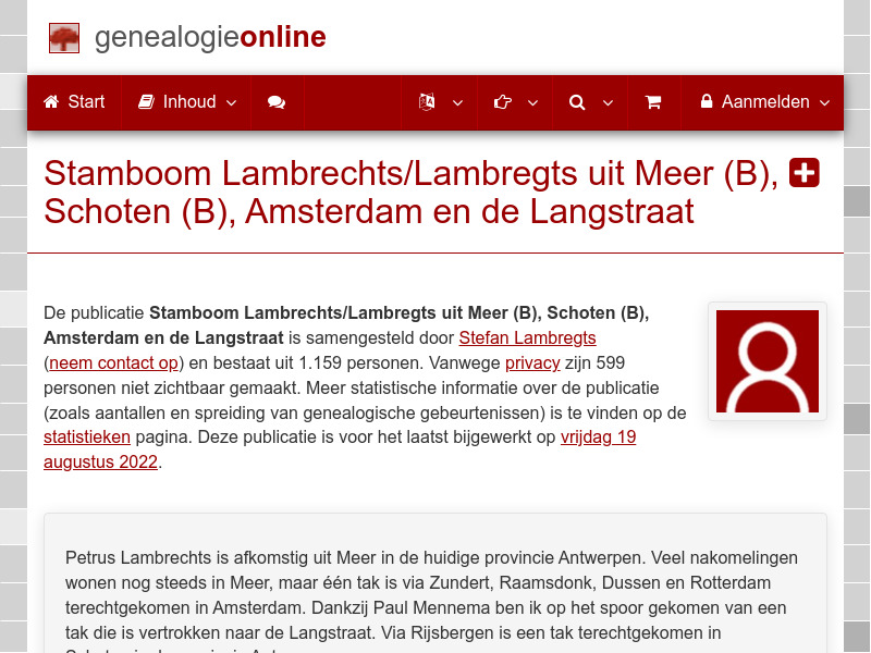 Screenshot van website