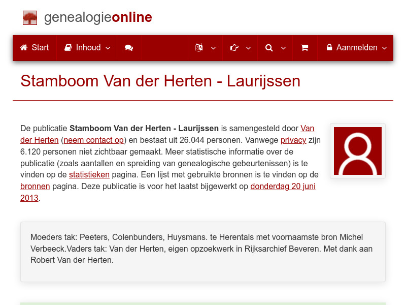 Screenshot van website