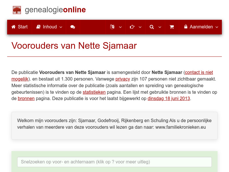 Screenshot van website