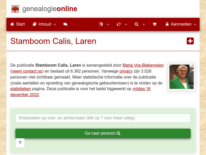 Screenshot van website