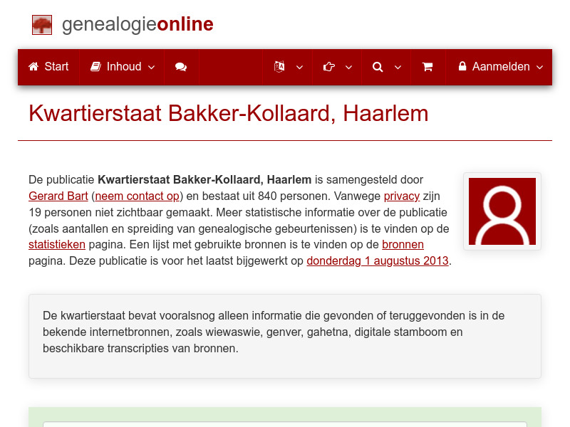 Screenshot van website