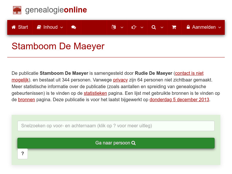 Screenshot van website