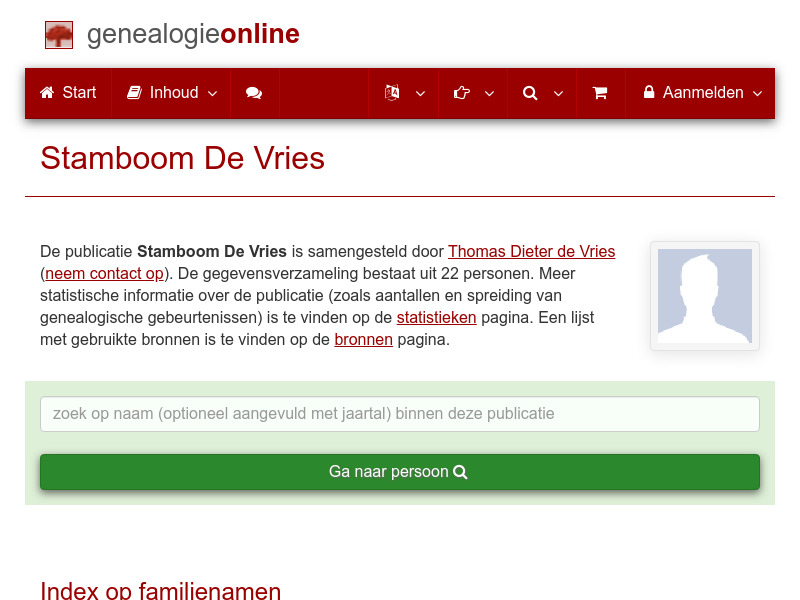 Screenshot van website