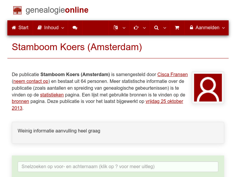 Screenshot van website