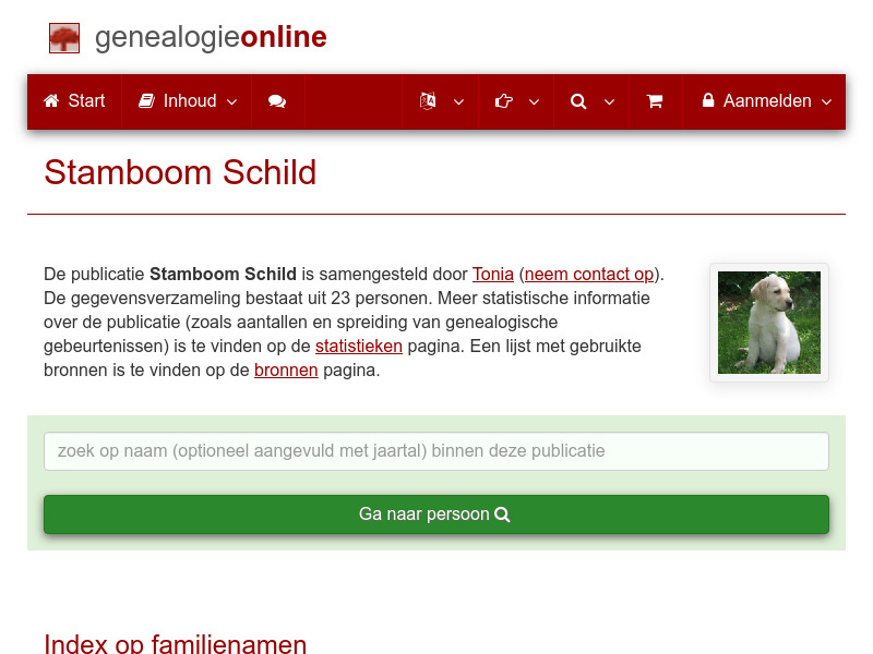 Screenshot van website