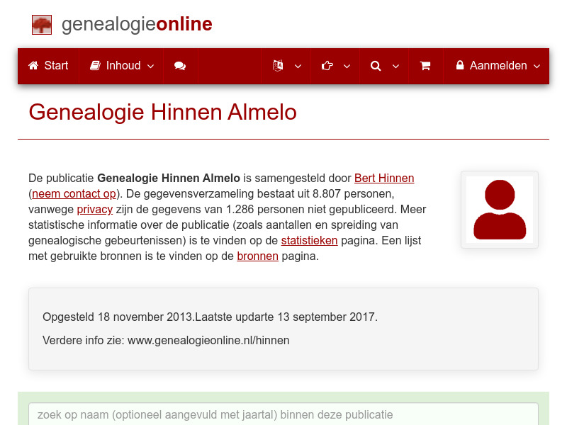 Screenshot van website