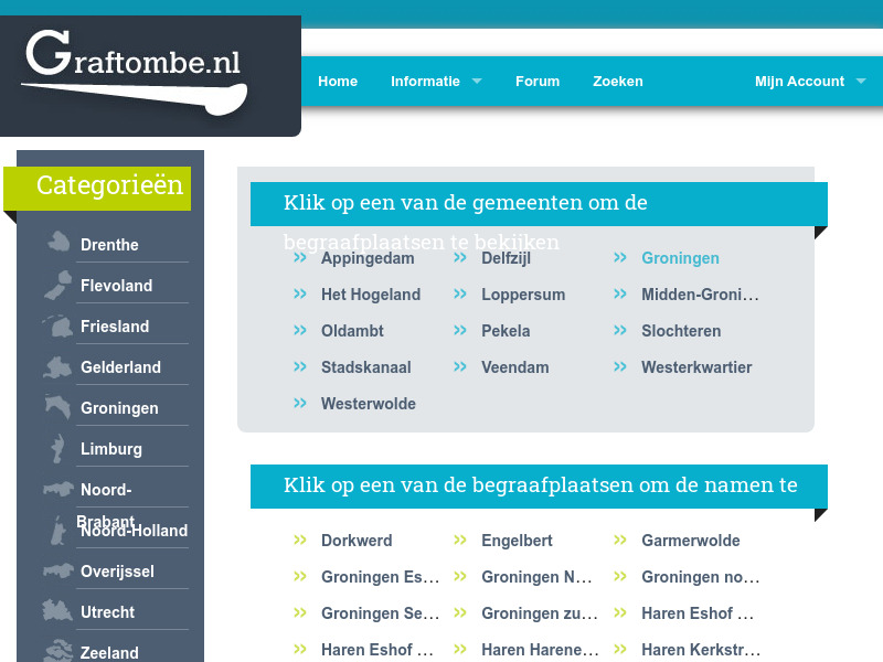 Screenshot van website