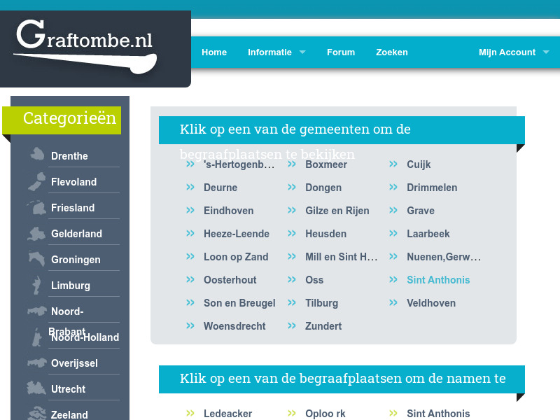 Screenshot van website