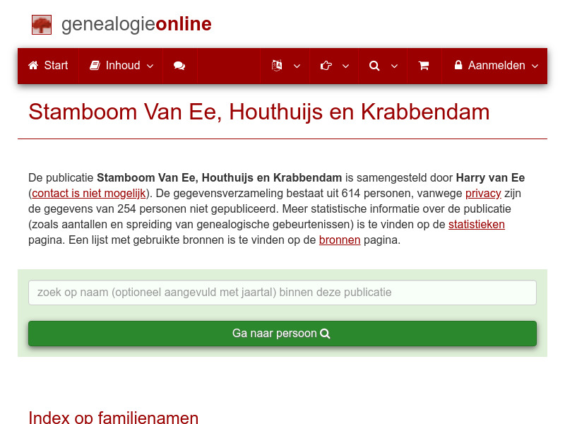 Screenshot van website