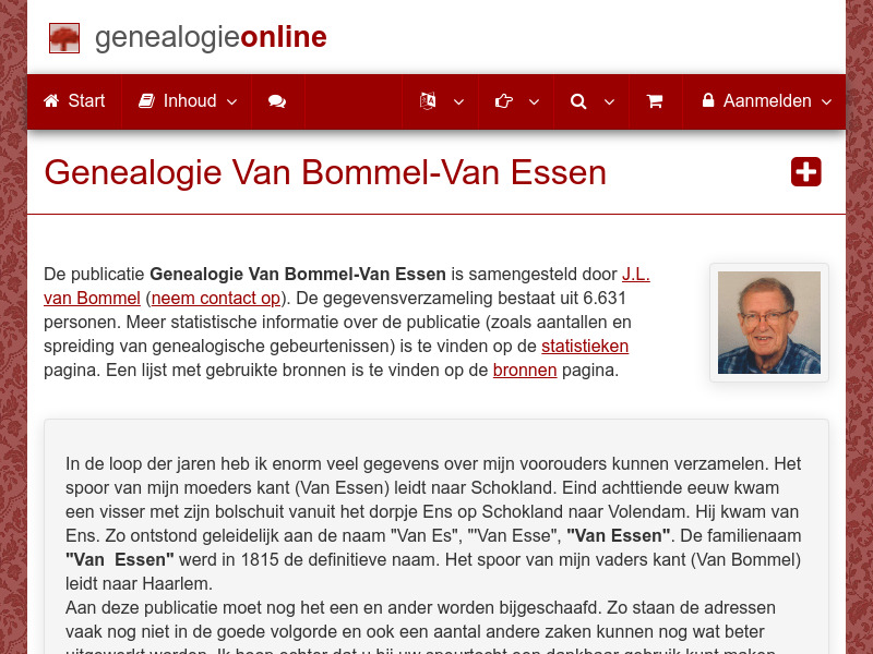 Screenshot van website
