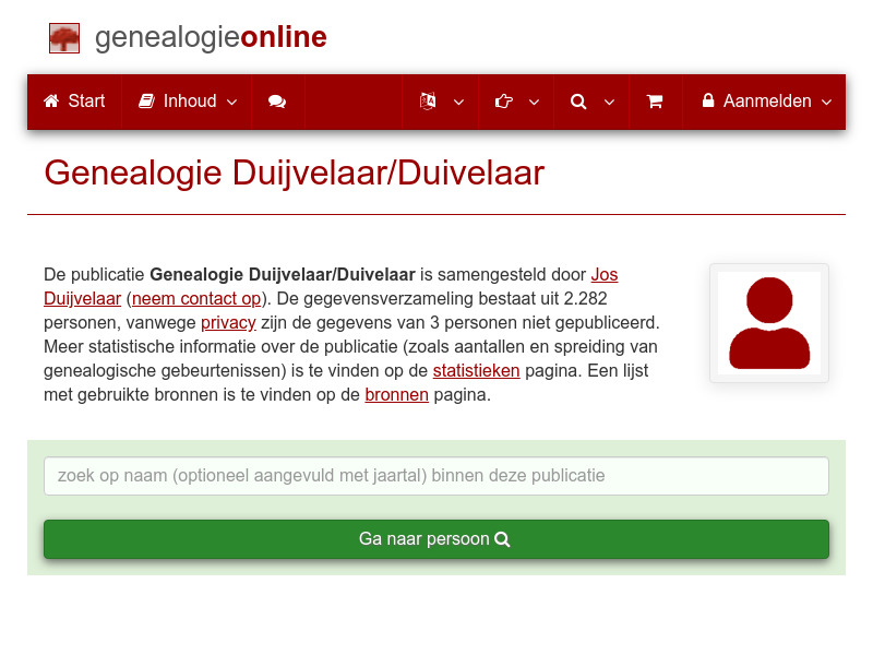 Screenshot van website