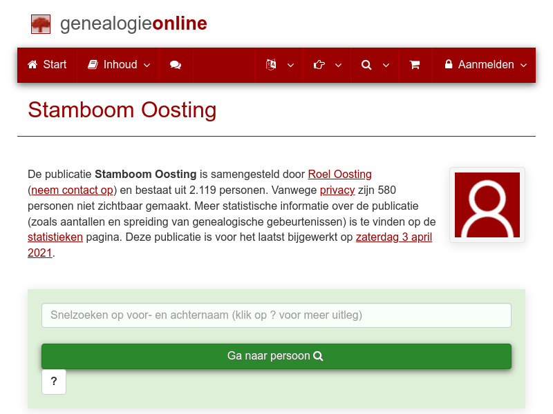 Screenshot van website
