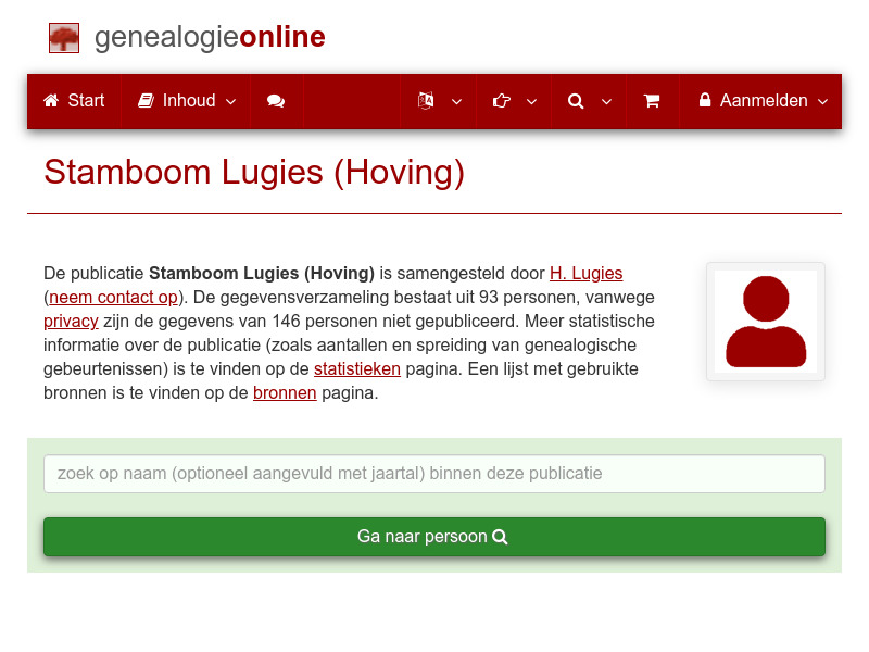 Screenshot van website