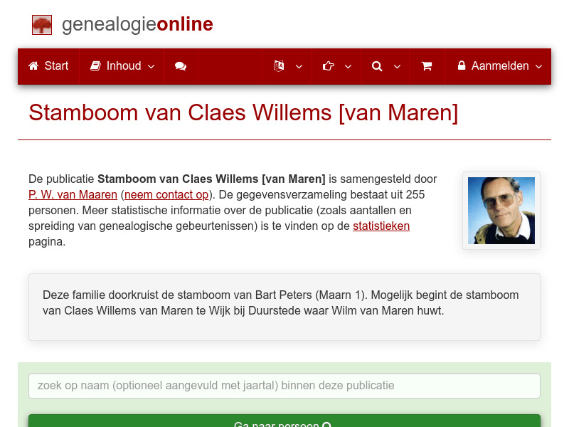 Screenshot van website