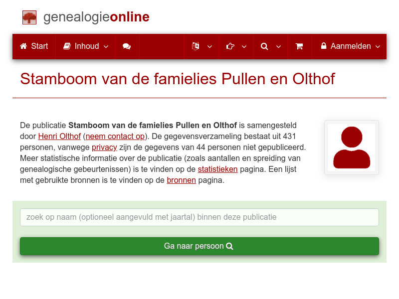 Screenshot van website