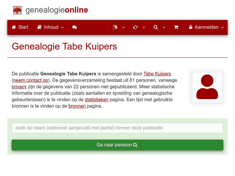 Screenshot van website