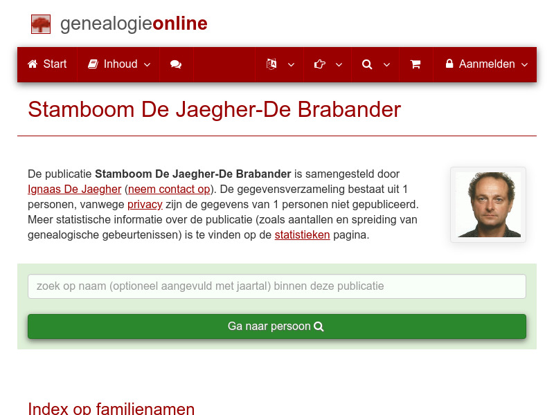 Screenshot van website