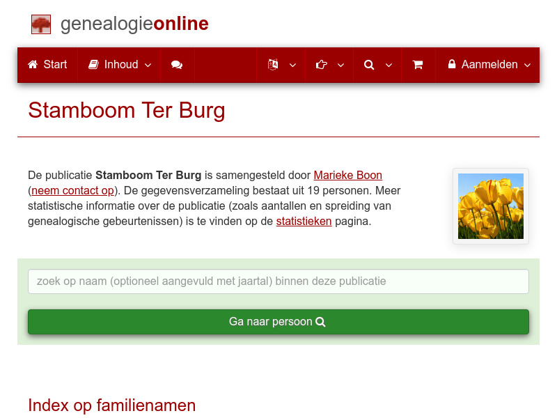 Screenshot van website