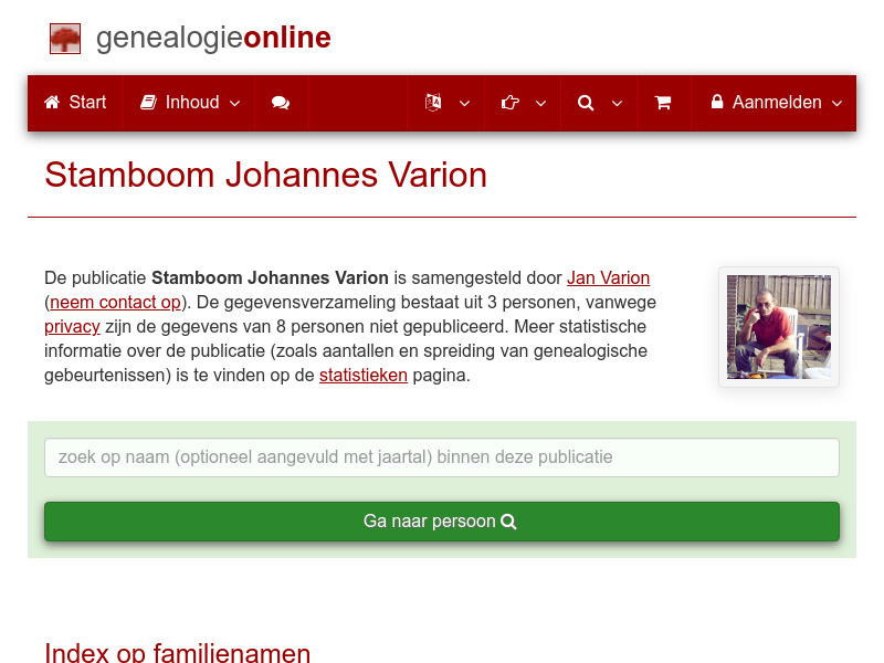 Screenshot van website