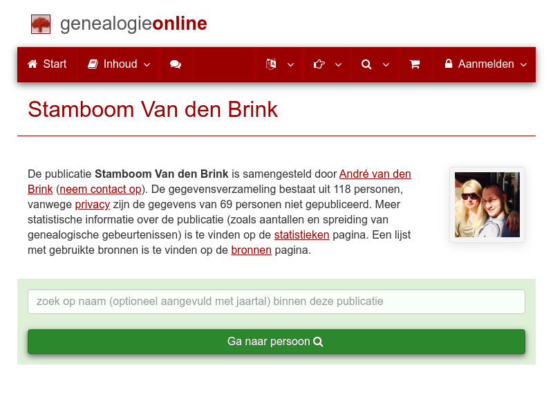 Screenshot van website