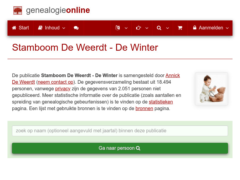 Screenshot van website