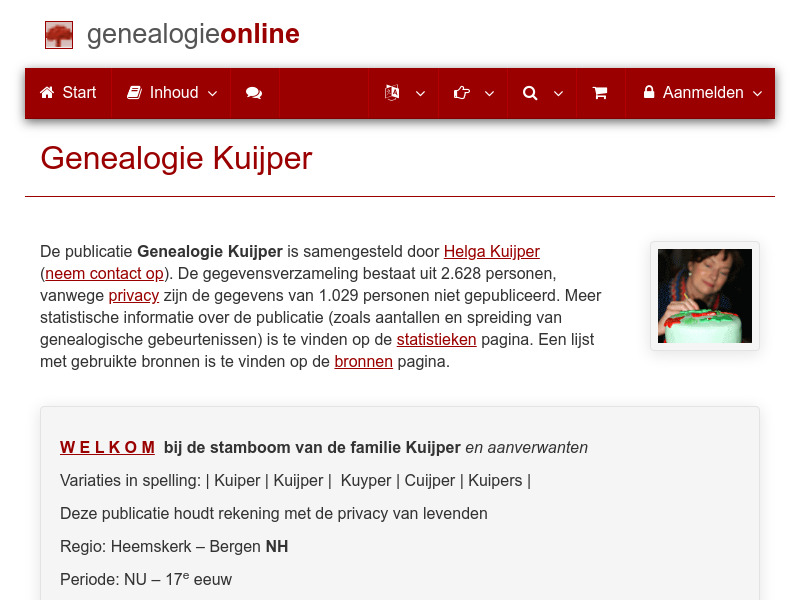 Screenshot van website
