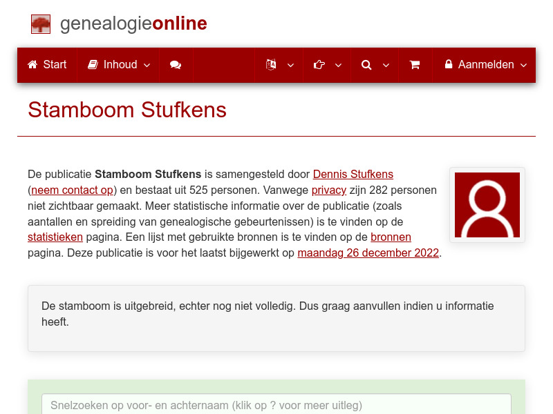 Screenshot van website