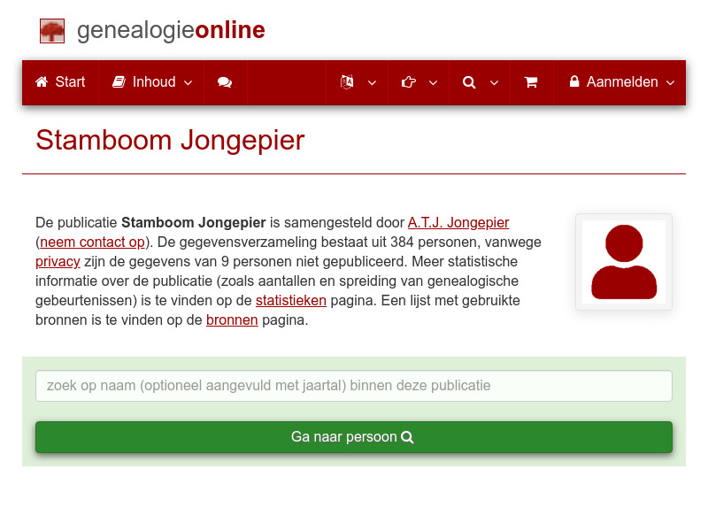 Screenshot van website