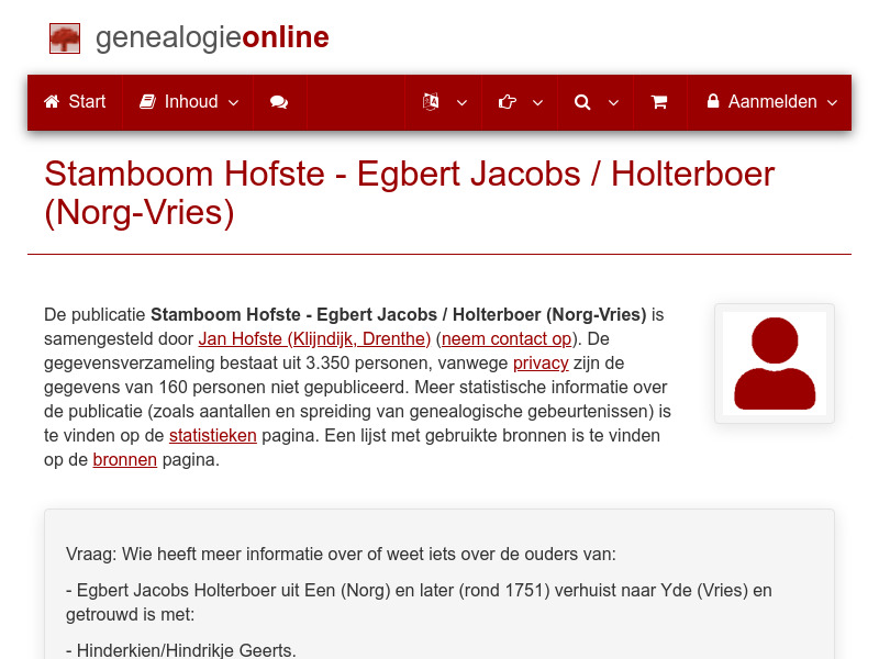 Screenshot van website