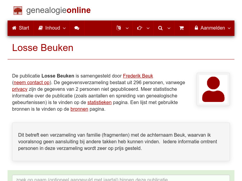 Screenshot van website