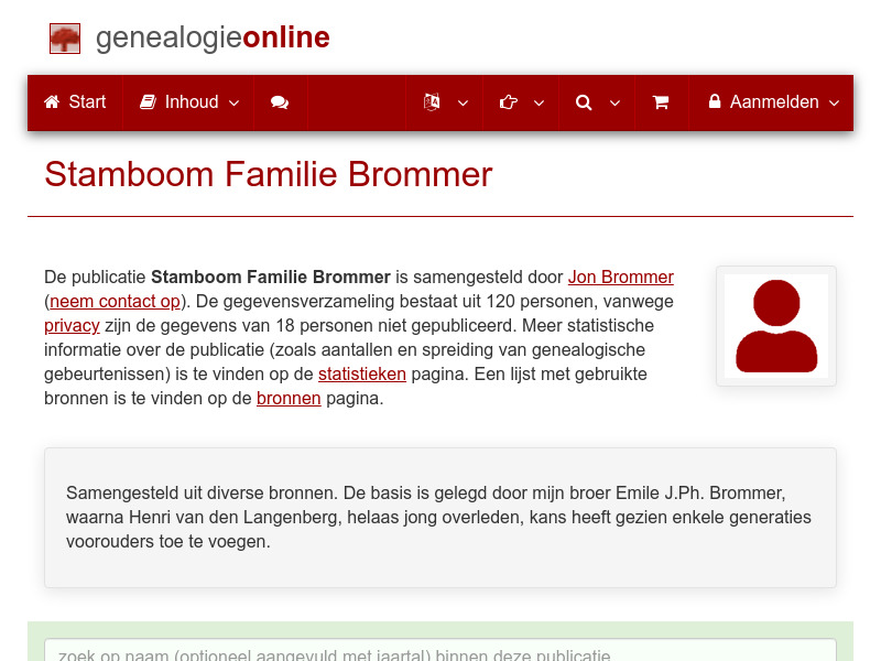 Screenshot van website
