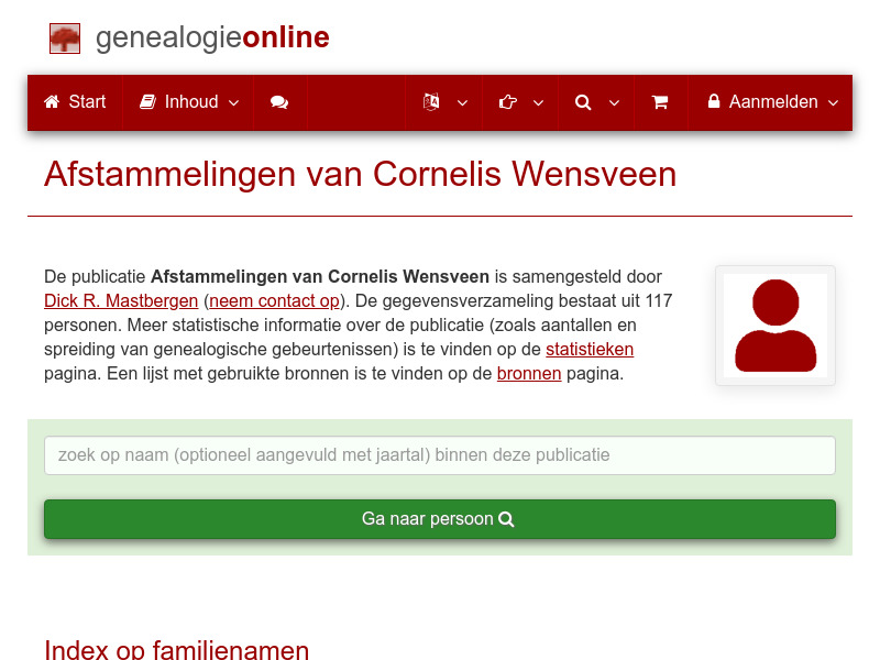 Screenshot van website