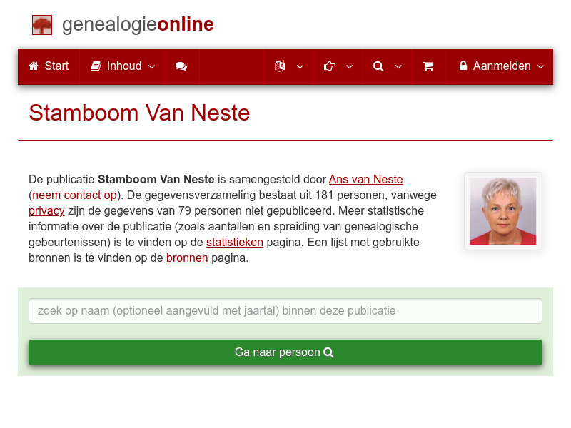 Screenshot van website