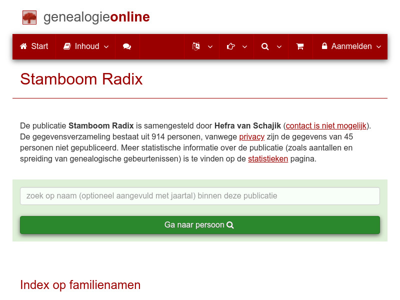 Screenshot van website