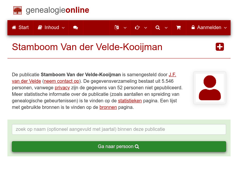 Screenshot van website