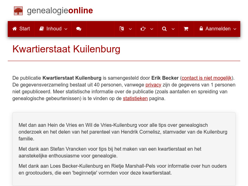 Screenshot van website